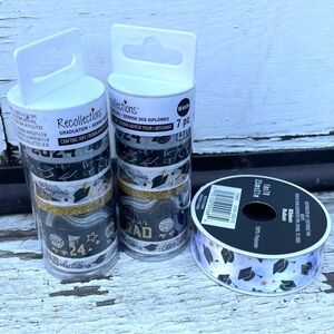 Graduation Crafting Washi Tape PLUS 1” Satin Ribbon Spool New